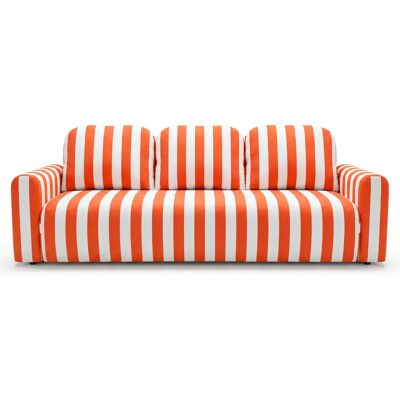Casanova Canapé droit tissu rayé 3 places Orange - Publicité Casanova Canapé droit tissu rayé 3 places Orange - Publicité