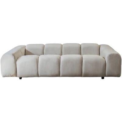 Casanova Canapé droit velours lisse 3 places Beige - Publicité Casanova Canapé droit velours lisse 3 places Beige - Publicité
