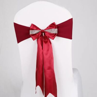 Wewoo Chaise Sash Bow Élastique - Rouge Vin - Publicité Wewoo Chaise Sash Bow Élastique - Rouge Vin - Publicité
