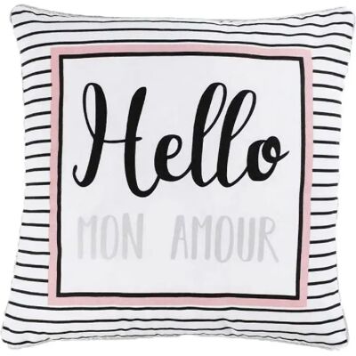 PARIS PRIX Housse de Coussin Hello Noir - Publicité PARIS PRIX Housse de Coussin Hello Noir - Publicité