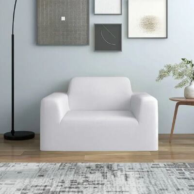 Housse extensible de canapé vidaXL - Blanc - Publicité Housse extensible de canapé vidaXL - Blanc - Publicité