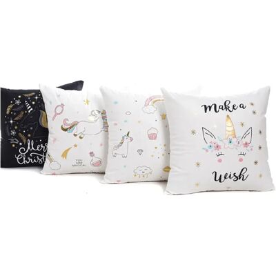 Générique Housses de coussin licorne dessin animé 18"x18" - Publicité Générique Housses de coussin licorne dessin animé 18"x18" - Publicité