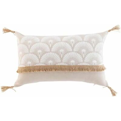 HOME MAISON - Housse amovible Pompon - Beige - Mélange coton - Coussin - Publicité HOME MAISON - Housse amovible Pompon - Beige - Mélange coton - Coussin - Publicité