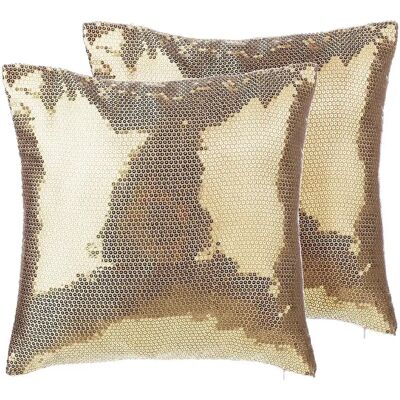 Beliani Coussin à Sequins Dorés 45x45cm - Décoration - Publicité Beliani Coussin à Sequins Dorés 45x45cm - Décoration - Publicité