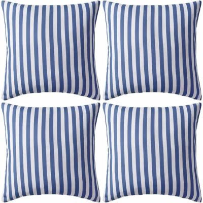Decoshop26 Lot de 4 Coussins Bleu Rayé - Publicité Decoshop26 Lot de 4 Coussins Bleu Rayé - Publicité
