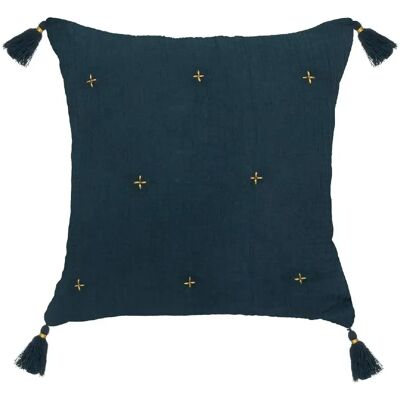 ATMOSPHERA Coussin de chaise brodé rectangulaire Starke - 40 x 40 cm - Bleu nuit - Publicité ATMOSPHERA Coussin de chaise brodé rectangulaire Starke - 40 x 40 cm - Bleu nuit - Publicité