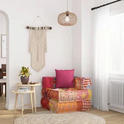 Pouf modulaire vidaXL avec coussin - Tissu patchwork - Coin de canapé - Publicité Pouf modulaire vidaXL avec coussin - Tissu patchwork - Coin de canapé - Publicité