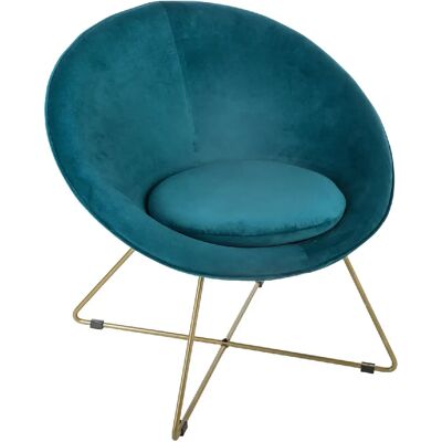 ATMOSPHERA Fauteuil de salon en velours Evan - Bleu canard - Publicité ATMOSPHERA Fauteuil de salon en velours Evan - Bleu canard - Publicité