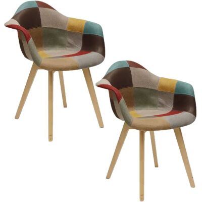 Toilinux 2 Fauteuils design scandinave Patchwork - Marron - Publicité Toilinux 2 Fauteuils design scandinave Patchwork - Marron - Publicité