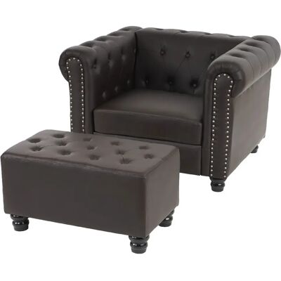 MENDLER - Fauteuil Chesterfield style victorien en écopelle - Publicité MENDLER - Fauteuil Chesterfield style victorien en écopelle - Publicité