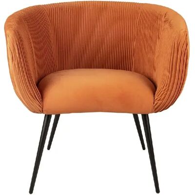LEITMOTIV Fauteuil en velours Majestic - Orange - Publicité LEITMOTIV Fauteuil en velours Majestic - Orange - Publicité