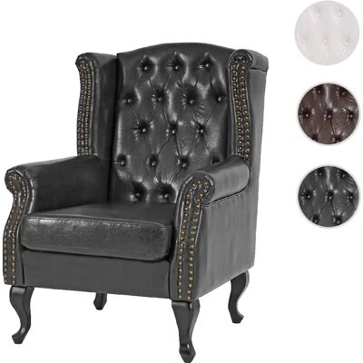 Mendler Fauteuil Chesterfield similicuir - Noir - Publicité Mendler Fauteuil Chesterfield similicuir - Noir - Publicité