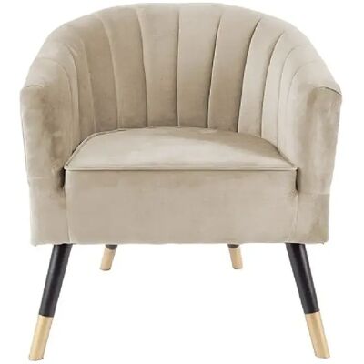 LEITMOTIV Fauteuil 1 place en polyester effet velours - Beige - Publicité LEITMOTIV Fauteuil 1 place en polyester effet velours - Beige - Publicité