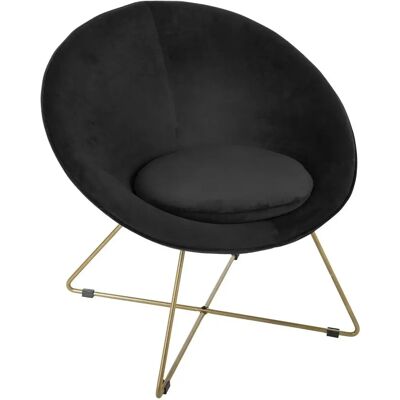 Pegane Fauteuil velours - Noir - Publicité Pegane Fauteuil velours - Noir - Publicité