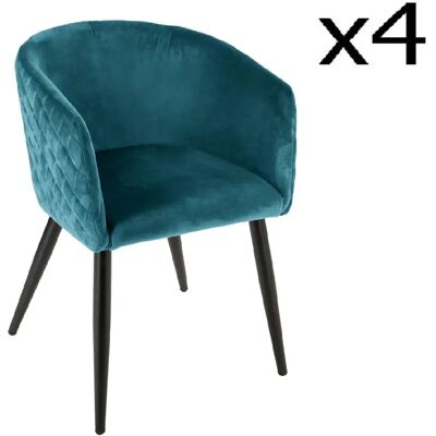 Pegane - Lot 4 - Velours bleu canard - 76 cm - Chaise salle à manger - Publicité Pegane - Lot 4 - Velours bleu canard - 76 cm - Chaise salle à manger - Publicité
