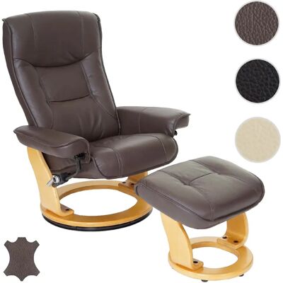 Mendler Fauteuil relax cuir pivotant - Marron - Publicité Mendler Fauteuil relax cuir pivotant - Marron - Publicité
