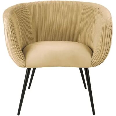 LEITMOTIV Fauteuil en velours Majestic - Beige - Publicité LEITMOTIV Fauteuil en velours Majestic - Beige - Publicité