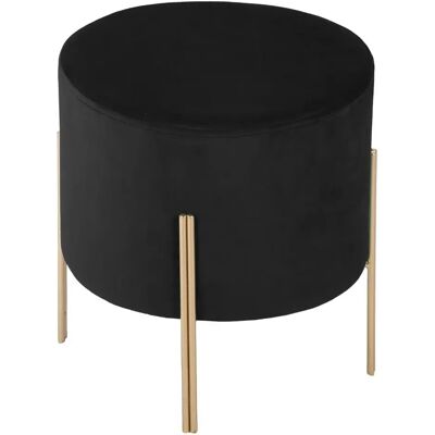 Pegane Pouf rond en velours - Noir - Publicité Pegane Pouf rond en velours - Noir - Publicité