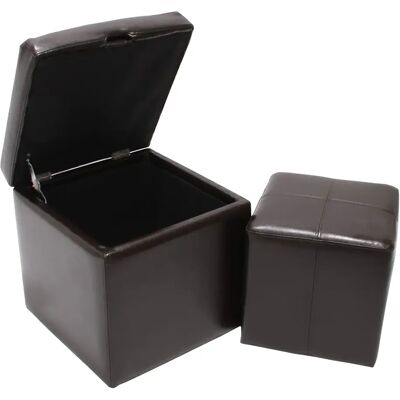 Ensemble de 2 tabourets en cuir et similicuir marron MENDLER - Publicité Ensemble de 2 tabourets en cuir et similicuir marron MENDLER - Publicité