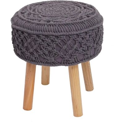 Decoshop26 Tabouret rond tricot - Gris foncé - Publicité Decoshop26 Tabouret rond tricot - Gris foncé - Publicité