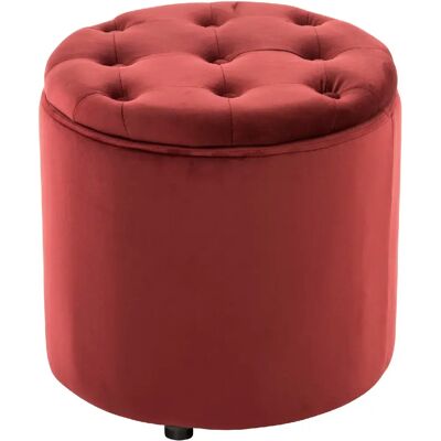 Decoshop26 Pouf rond en velours - Rouge - Publicité Decoshop26 Pouf rond en velours - Rouge - Publicité
