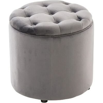 Decoshop26 Pouf rond en velours - Gris - Publicité Decoshop26 Pouf rond en velours - Gris - Publicité