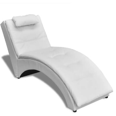 vidaXL Chaise Longue Blanche Similicuir - Publicité vidaXL Chaise Longue Blanche Similicuir - Publicité
