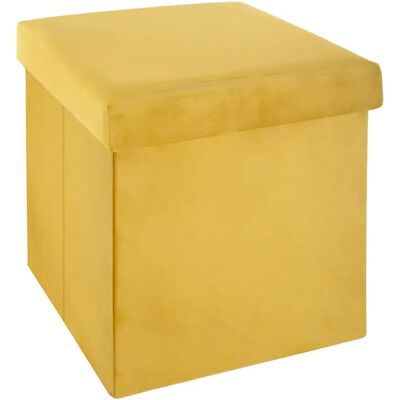 Pegane Pouf velours - Moutarde - Publicité Pegane Pouf velours - Moutarde - Publicité