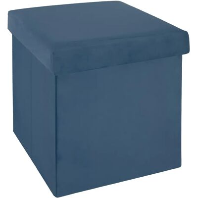 Pegane Pouf carré en velours - Bleu foncé - Publicité Pegane Pouf carré en velours - Bleu foncé - Publicité