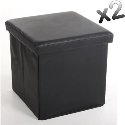 Pegane Lot de 2 poufs d'extérieur carrés - Noir - Publicité Pegane Lot de 2 poufs d'extérieur carrés - Noir - Publicité