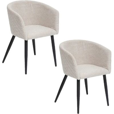 ATMOSPHERA Lot de 2 fauteuils de table Aubin en tissu effet matelassé - Beige - Publicité ATMOSPHERA Lot de 2 fauteuils de table Aubin en tissu effet matelassé - Beige - Publicité