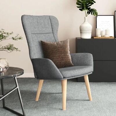 Fauteuil relax en tissu gris clair - vidaXL - Publicité Fauteuil relax en tissu gris clair - vidaXL - Publicité
