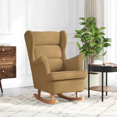 Fauteuil à bascule en velours marron - VidaXL - Publicité Fauteuil à bascule en velours marron - VidaXL - Publicité