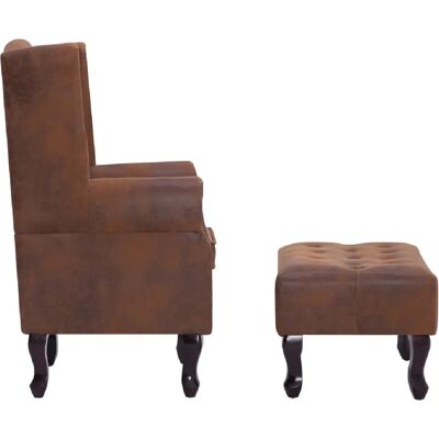 Helloshop26 - Chesterfield design - Marron suede synthétique - Armchair - Publicité Helloshop26 - Chesterfield design - Marron suede synthétique - Armchair - Publicité