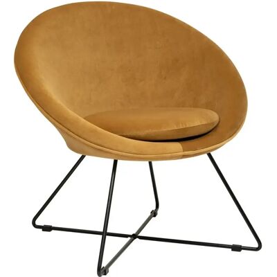 Pegane Fauteuil en velours - Ocre - Publicité Pegane Fauteuil en velours - Ocre - Publicité