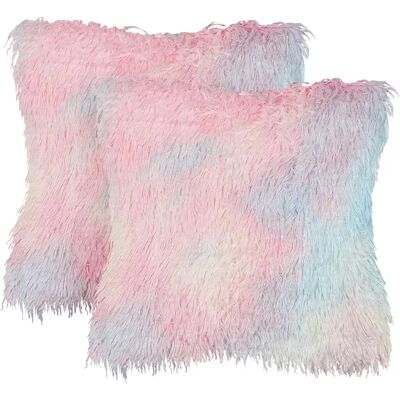 Beliani Ensemble de 2 Coussins en Faux Fur Multicolore - Coussins - Publicité Beliani Ensemble de 2 Coussins en Faux Fur Multicolore - Coussins - Publicité