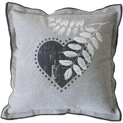 Toilinux Coussin imprimé cœurs Epicéa - 40 x 40 cm - Gris - Publicité Toilinux Coussin imprimé cœurs Epicéa - 40 x 40 cm - Gris - Publicité