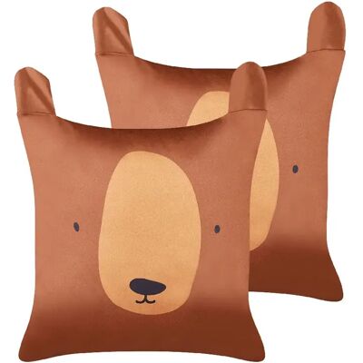 Beliani Cushions Enfants Motif Ours Coton Marron 45x45cm - Décor - Publicité Beliani Cushions Enfants Motif Ours Coton Marron 45x45cm - Décor - Publicité