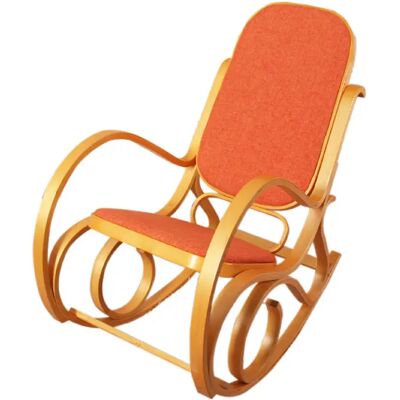 Mendler Rocking chair rétro tissu - Orange - Publicité Mendler Rocking chair rétro tissu - Orange - Publicité