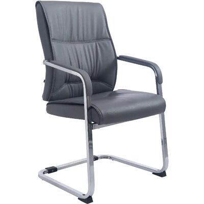 Decoshop26 Fauteuil visiteur en similicuir - Gris - Publicité Decoshop26 Fauteuil visiteur en similicuir - Gris - Publicité