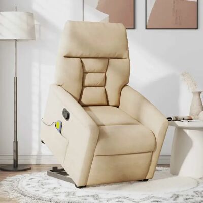 vidaXL Fauteuil de massage - Crème microfibre - Publicité vidaXL Fauteuil de massage - Crème microfibre - Publicité