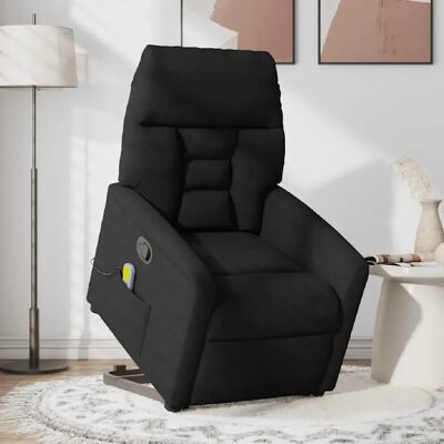 VidaXL Fauteuil inclinable de massage - Microfibre noir - Publicité VidaXL Fauteuil inclinable de massage - Microfibre noir - Publicité