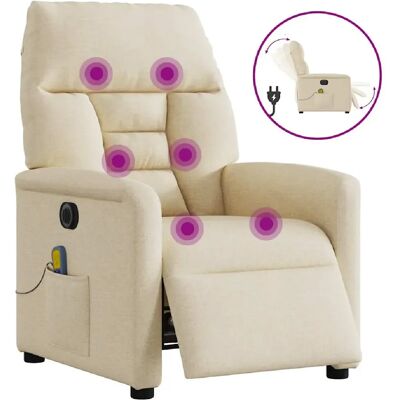 vidaXL Fauteuil de massage électrique Crème tissu - Publicité vidaXL Fauteuil de massage électrique Crème tissu - Publicité