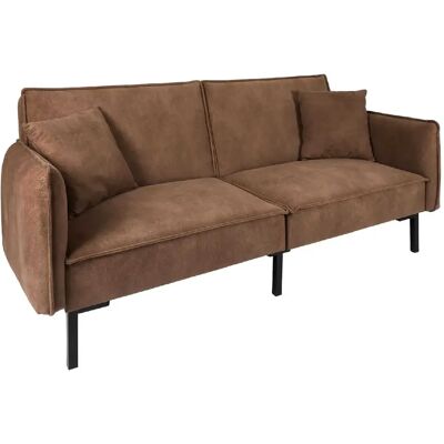 The Home Deco Factory Canapé convertible effet cuir Grimstad - 3 Places - Marron - Publicité The Home Deco Factory Canapé convertible effet cuir Grimstad - 3 Places - Marron - Publicité