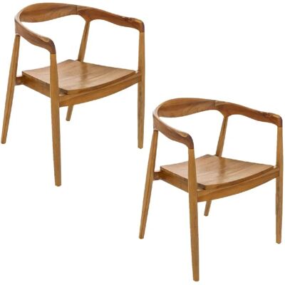 Toilinux Lot de 2 fauteuils à dîner en teck naturel MIYAKO - Marron - Publicité Toilinux Lot de 2 fauteuils à dîner en teck naturel MIYAKO - Marron - Publicité