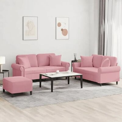 vidaXL Ensemble 3 pcs - Rose velours - Publicité vidaXL Ensemble 3 pcs - Rose velours - Publicité