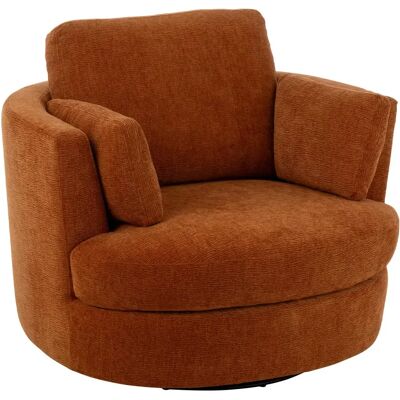 Mes Fauteuil pivotant rond 109x100x89 cm en tissu rouille - Publicité Mes Fauteuil pivotant rond 109x100x89 cm en tissu rouille - Publicité