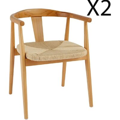 Pegane Lot de 2 fauteuils de salle à manger - Beige - Publicité Pegane Lot de 2 fauteuils de salle à manger - Beige - Publicité