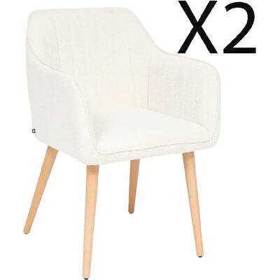 Pegane lot de 2 fauteuils en tissu - Blanc - Publicité Pegane lot de 2 fauteuils en tissu - Blanc - Publicité