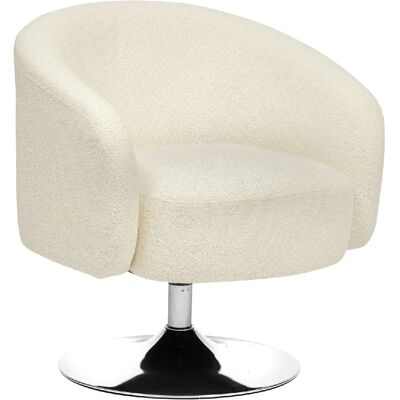 ATMOSPHERA Fauteuil pivotant en bouclette EDITH - Blanc - Publicité ATMOSPHERA Fauteuil pivotant en bouclette EDITH - Blanc - Publicité